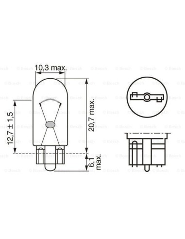 bombilla auxiliar bosch pure light w5w 12v 5w pack 10 unidades 1987302206