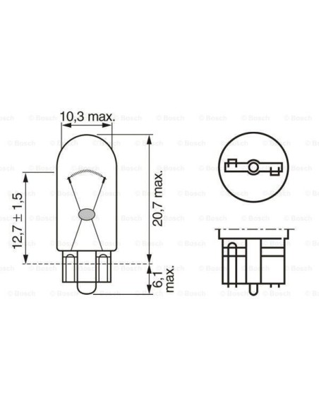 bombilla auxiliar bosch pure light w5w 12v 5w pack 10 unidades 1987302206
