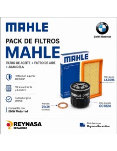 Pack de filtros Mahle OC1824 LX3595 con arandela 20x26 para BMW R 1200 LC y R 1250