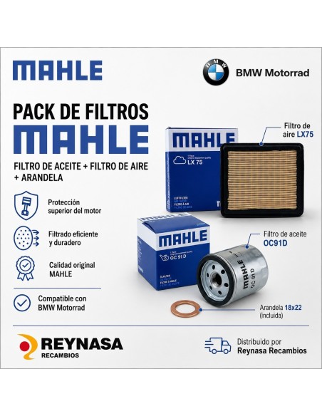 Pack de filtros Mahle OC91D LX75 con arandela 18x22 para BMW serie K