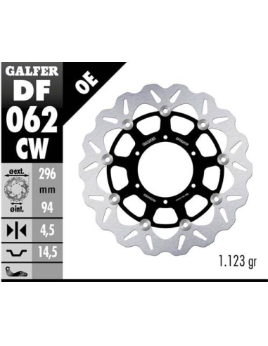 disco de freno delantero galfer df062cw wave flotante completo 296x4 5 mm