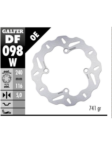 disco de freno trasero galfer df098w wave fijo 240x5 mm