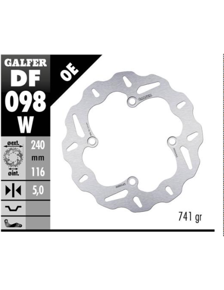 disco de freno trasero galfer df098w wave fijo 240x5 mm