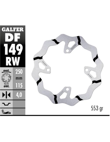 disco freno moto galder wave fijo 250x4mm df149rw