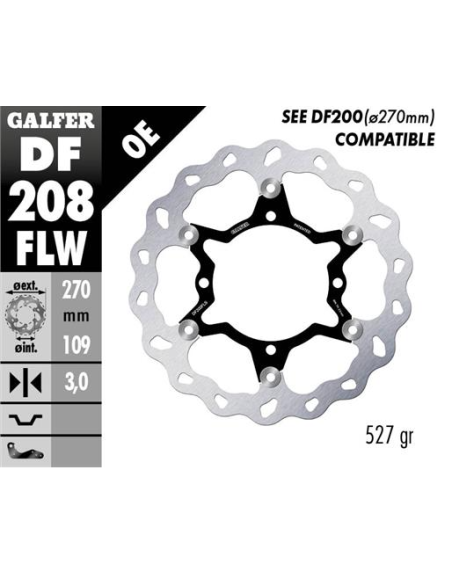 disco freno moto galfer wave flotante 270x3mm df20
