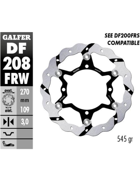 disco freno moto flotante galfer wave 270x3mm df20