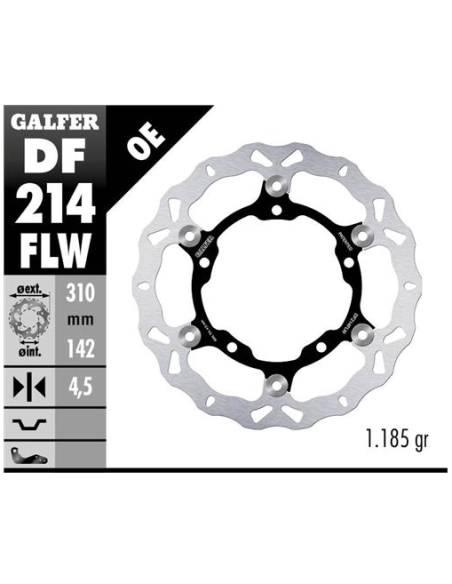 disco de freno delantero galfer df214flw wave flotante 310x4 5 mm