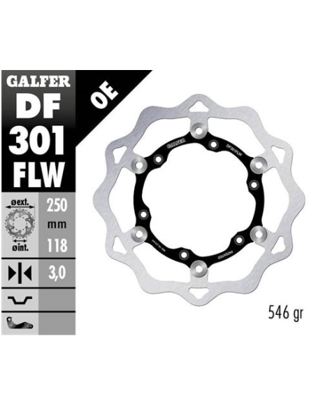 disco freno moto galfer wave flotante 250x3mm df30