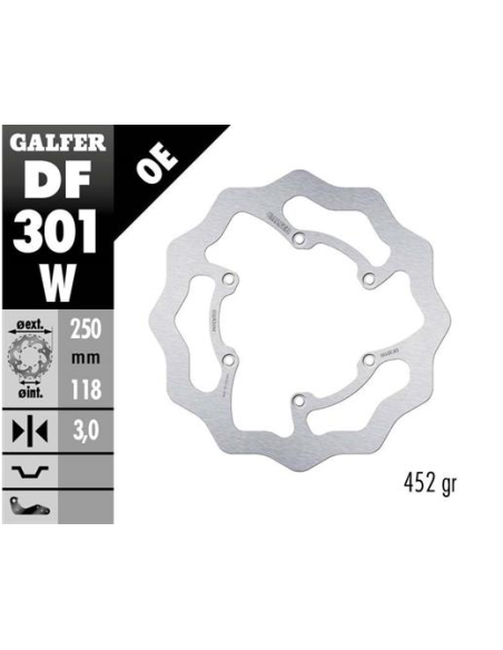 disco freno delantero wave galfer df301w 250x3 mm 6 tornillos o134 yamaha yz wr y suzuki r