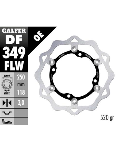disco freno moto galfer wave flotante 250x3mm df34