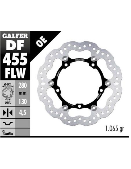 disco de freno delantero galfer df455flw wave flotante 280x4 5 mm