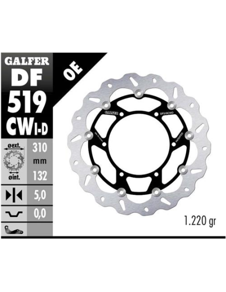 disco freno moto galfer wave flotante rch df519cw