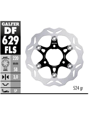 disco freno moto galfer wave flotante 220x3mm df62