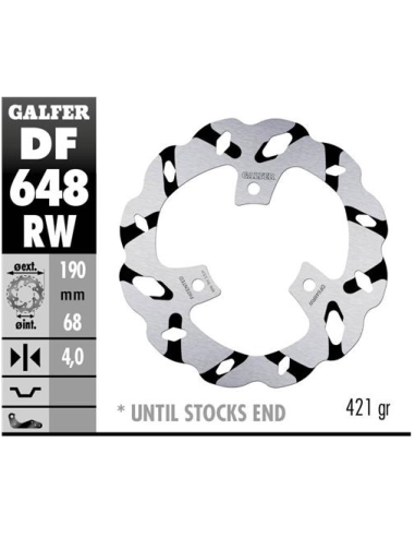 disco freno moto galder wave fijo 190x4mm df648rw