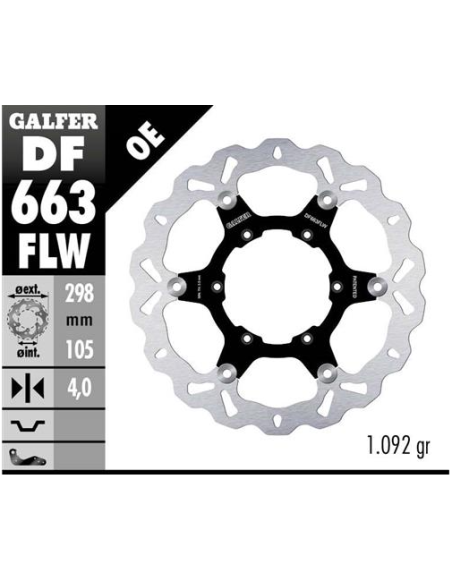 disco freno moto galfer wave flotante 298x4mm df66