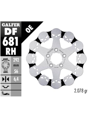 disco freno moto galfer skull design fijo df681rh