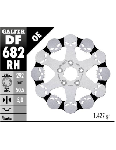 disco freno moto galfer skull design fijo df682rh