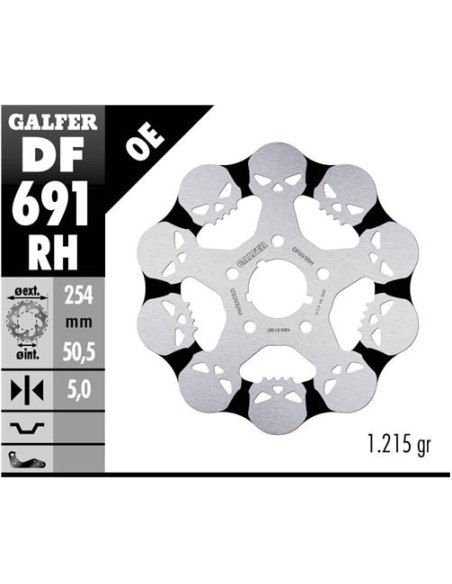 disco freno moto galfer skull design fijo df691rh