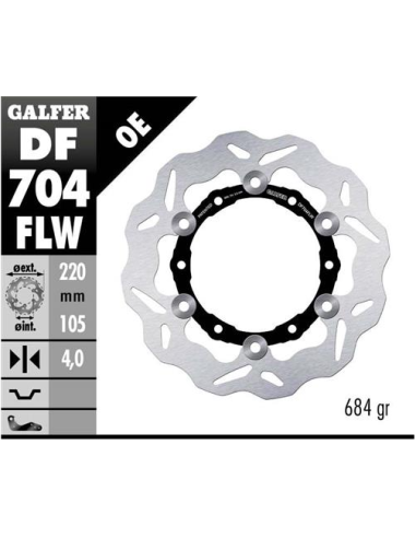 disco freno moto galfer wave flotante 220x4mm df70