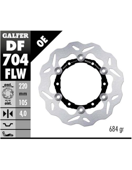disco freno moto galfer wave flotante 220x4mm df70