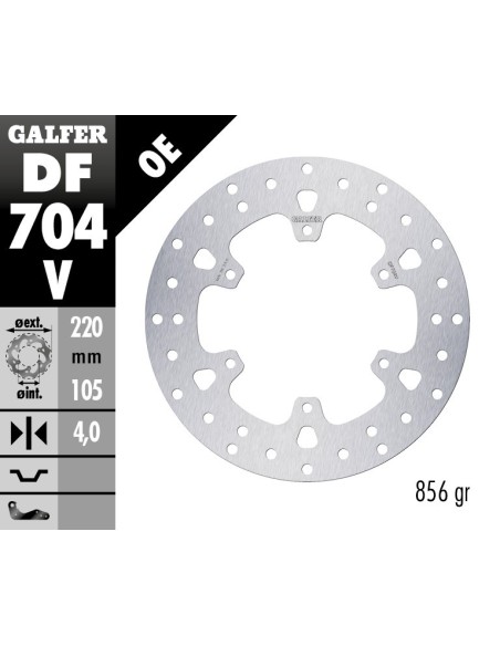 disco freno piaggio vespa galfer df704v 220x4 mm 6 tornillos o120 delantero trasero