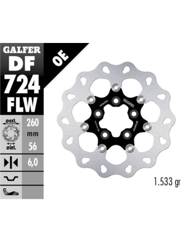 disco freno moto galfer wave flotante 260x6mm df72