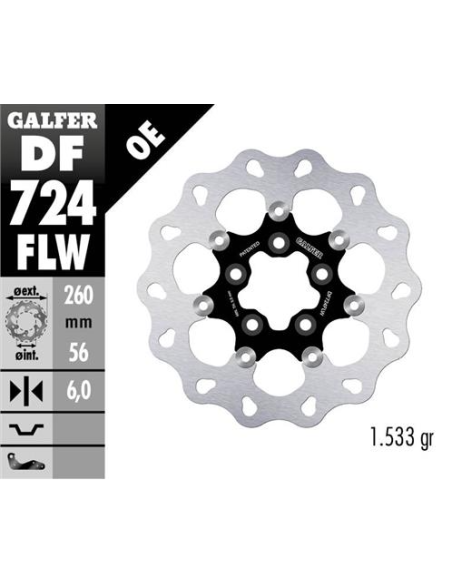 disco freno moto galfer wave flotante 260x6mm df72