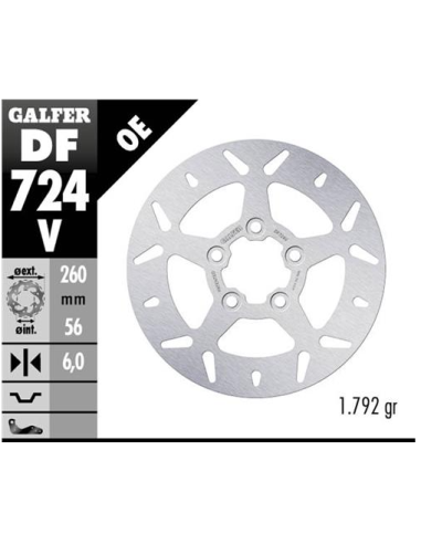 disco freno trasero redondo galfer df724v 260x6 mm harley davidson sportster xg 5 tornillo