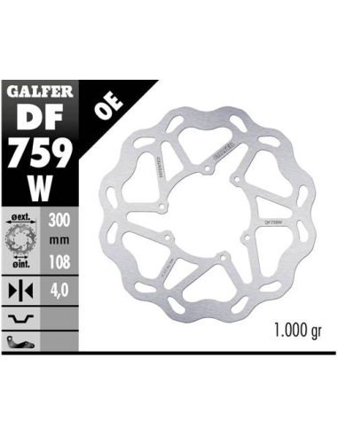 disco freno moto galfer wave fijo 300x4mm df759w