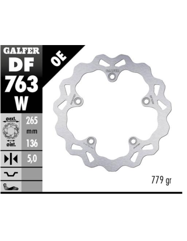disco de freno trasero galfer df763w wave fijo 265x5 mm