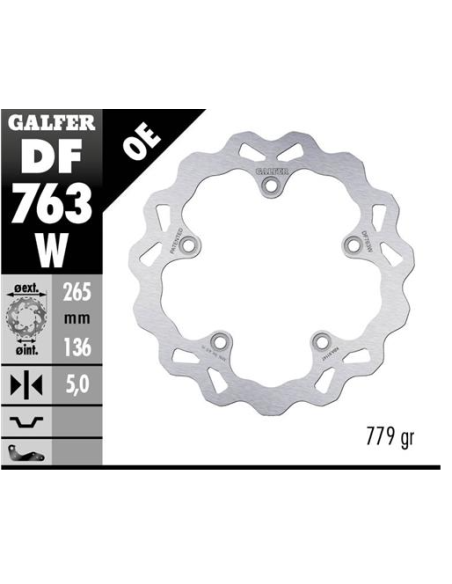 disco de freno trasero galfer df763w wave fijo 265x5 mm