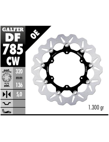 disco de freno delantero galfer df785cw wave flotante 320x5 mm