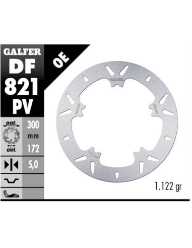 disco freno delantero redondo galfer df821pv 300x5 mm harley davidson v rod fld cvo