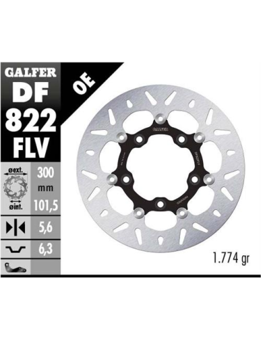 disco freno moto flotante galfer 300x5 6mm df822fl