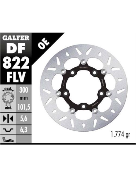 disco freno moto flotante galfer 300x5 6mm df822fl