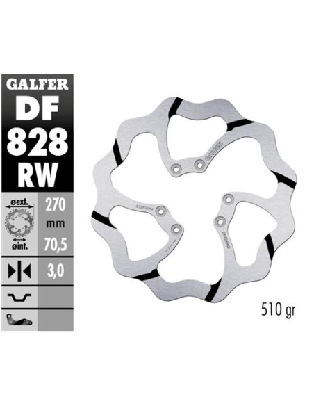disco freno delantero wave ranurado galfer df828rw 270x3 mm tm en mx smx 6 tornillos o89 5