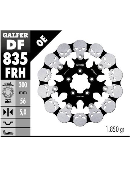 disco freno moto galfer skull design flotante df83