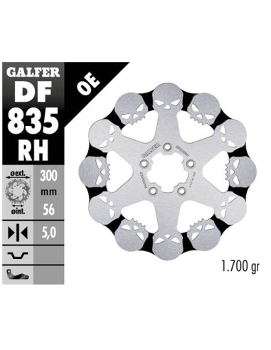 disco freno moto galfer skull design fijo df835rh