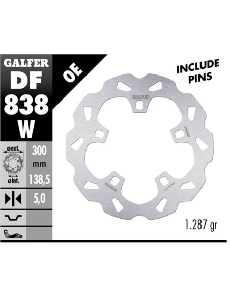disco freno moto galfer wave fijo 300x5mm df838w