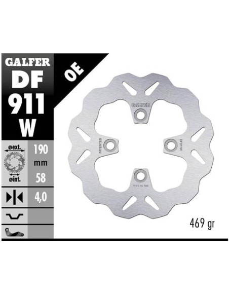 disco freno moto galfer wave fijo 190x4mm df911w