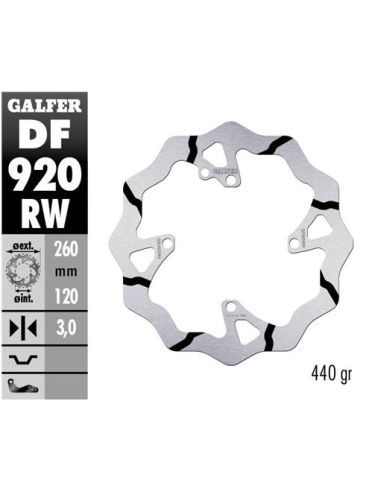 disco freno moto galder wave fijo 260x3mm df920rw