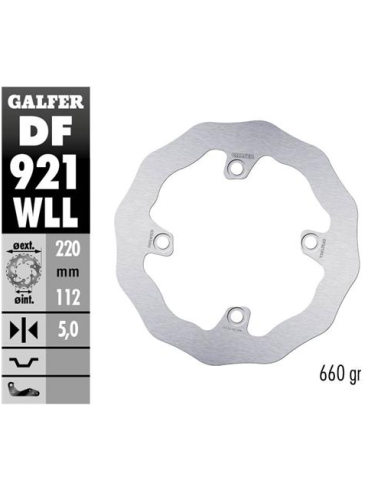 disco freno trasero galfer df921wll wave solido 220x5 mm sherco enduro 4 tornillos o130