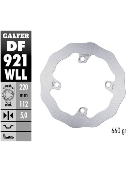 disco freno trasero galfer df921wll wave solido 220x5 mm sherco enduro 4 tornillos o130