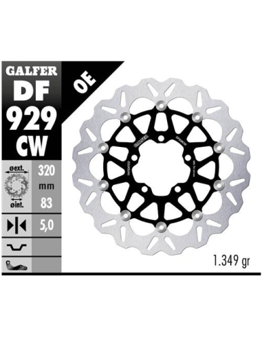 disco de freno flotante galfer floatech road df929jcw o 320 mm