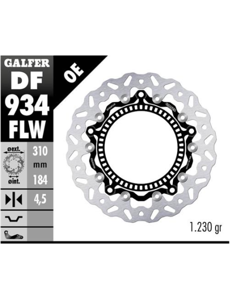 disco freno moto galfer wave flotante compl df934