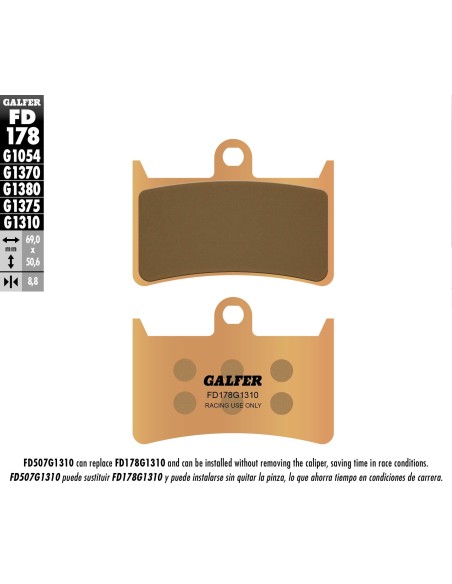 pastillas galfer fd178g1310 sinter racing