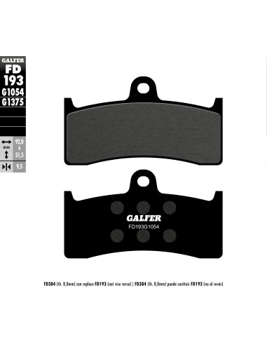 pastillas de freno moto galfer semi metal fd193g10