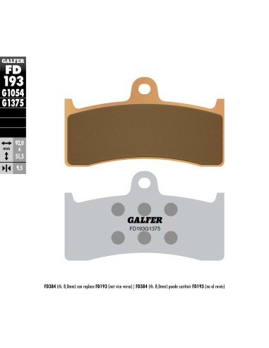 pastillas de freno moto galder sinter sport fd193g