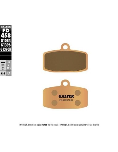pastillas de freno galfer fd458g1396 sinterizadas off road para pit bike y minimoto