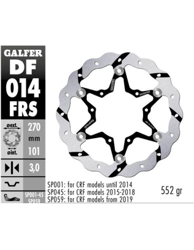 disco freno moto flotante galfer wave 270x3mm df01